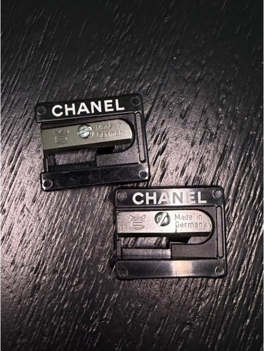 Chanel Black Pencil Sharpeners Set of 2